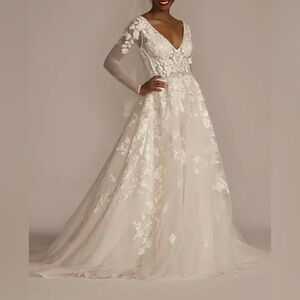 Galina Signature Ivory Floral Lace Wedding Gown Style SWG820